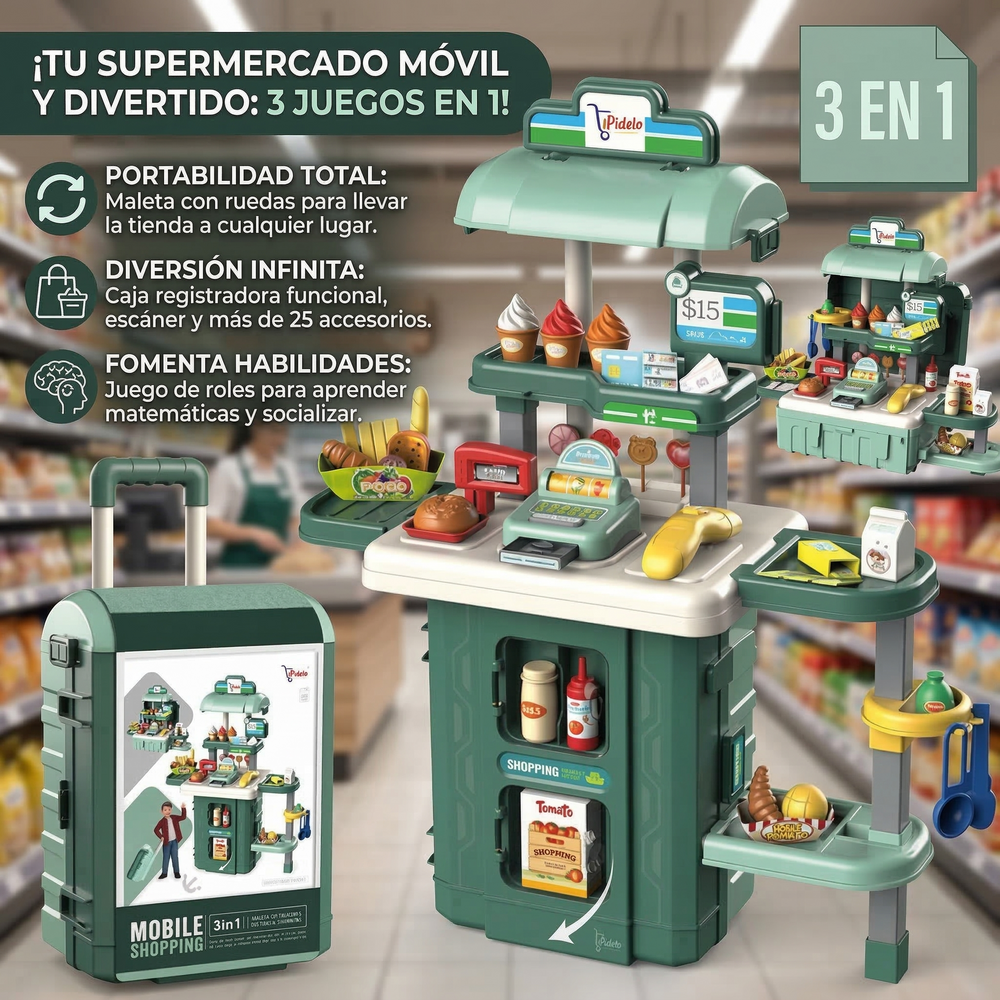 Maleta Juguete 2 en 1: Mi Primer Supermercado