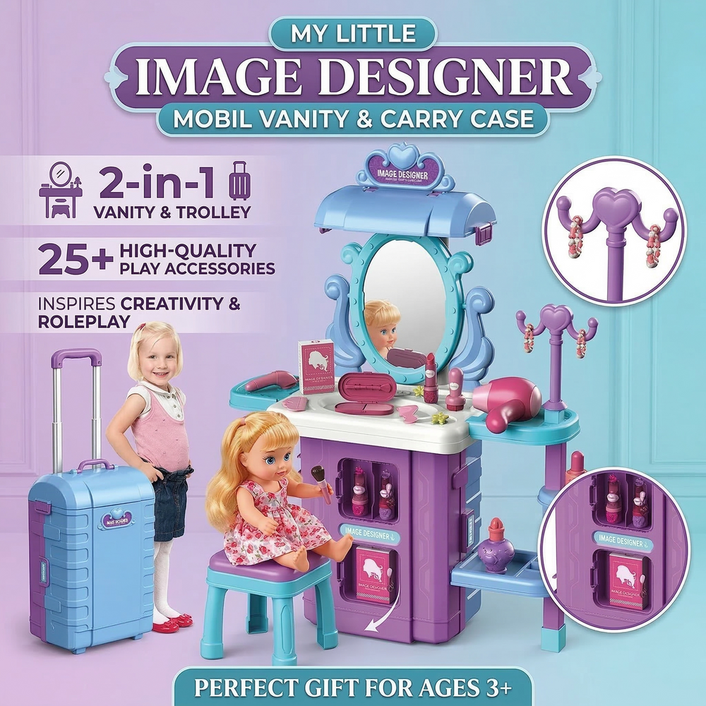 Maleta Juguete 2 en 1: Mesa Maquilladora