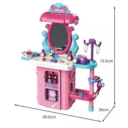 Maleta Juguete 2 en 1: Tocador y Salón de Belleza Rosa