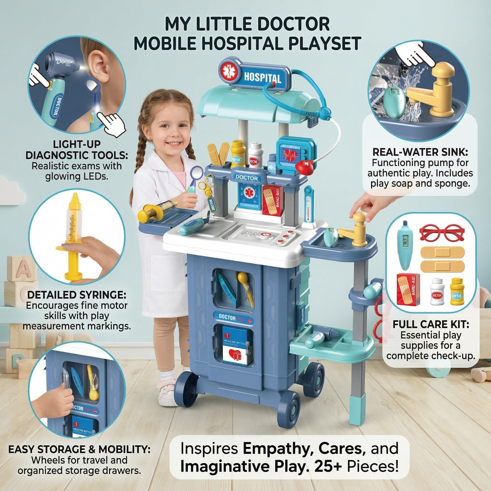 Maleta Médica 2 en 1 para Niños y Niñas: Set de Doctor con Accesorios