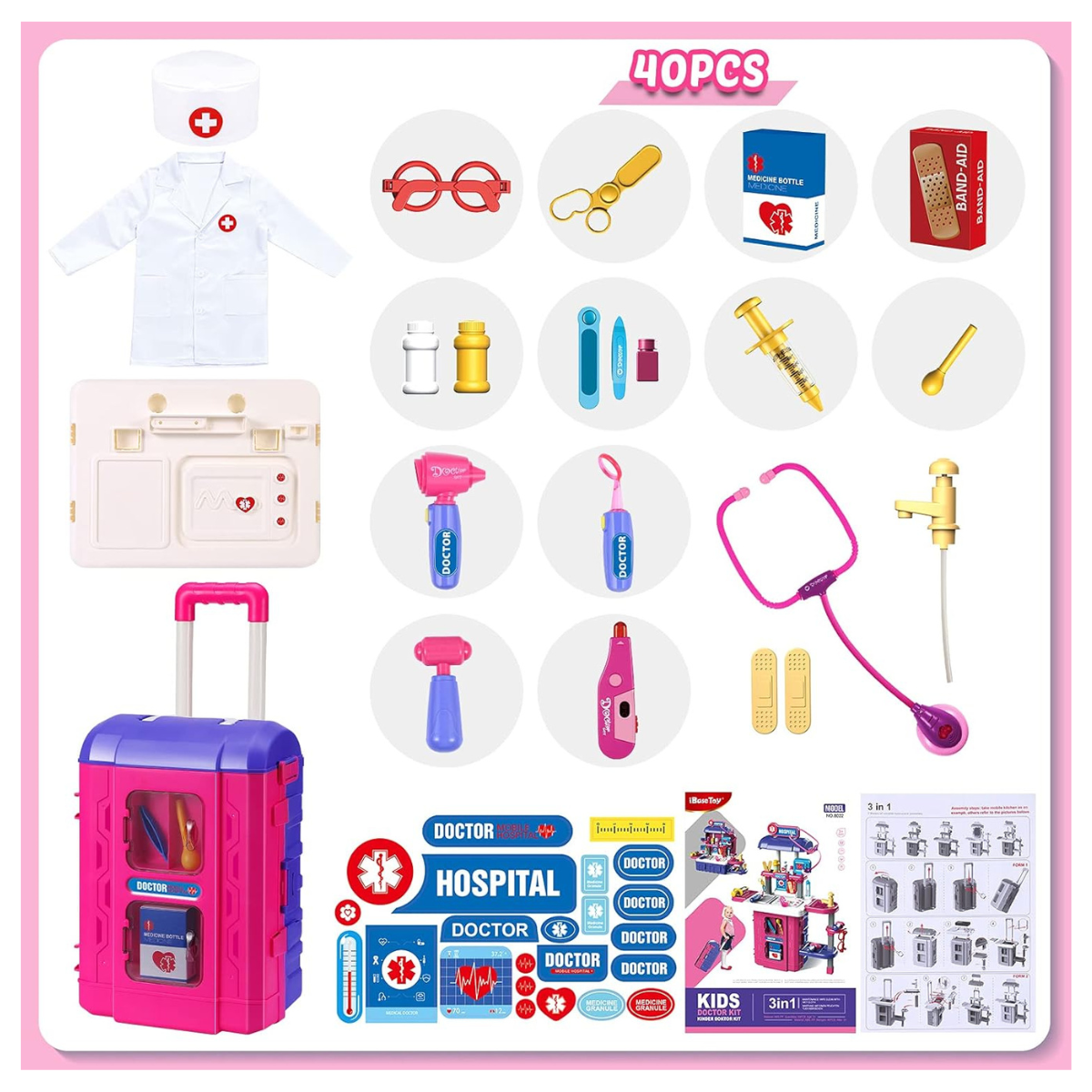 Maleta Médica 2 en 1 para Niños: Set de Doctor con Accesorios