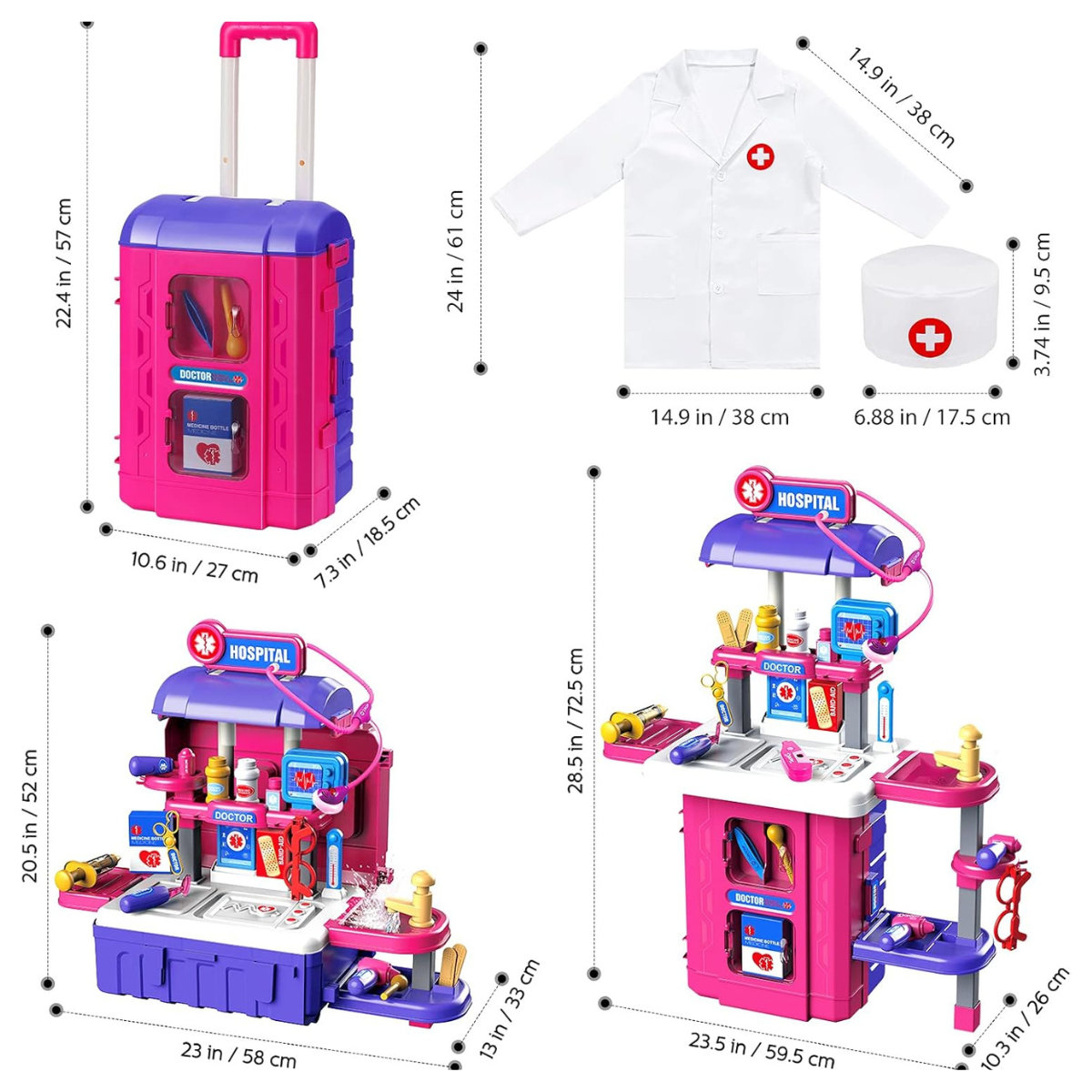 Maleta Médica 2 en 1 para Niños: Set de Doctor con Accesorios